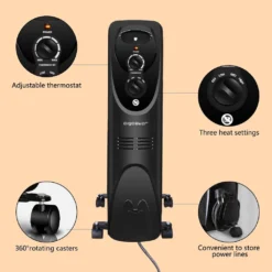 Aigostar Ölradiator Energiesparend 2500W Elektrische Heizung Mobile Ölgefüllter Elektro Heizkörper, Radiator 13 Rippen, 3 Heizstufen, Thermostat Überhitzungsschutz, Schwarz -Luft Wrame Haus Geschaft b25e3d1696045aade67d7955bdffd526