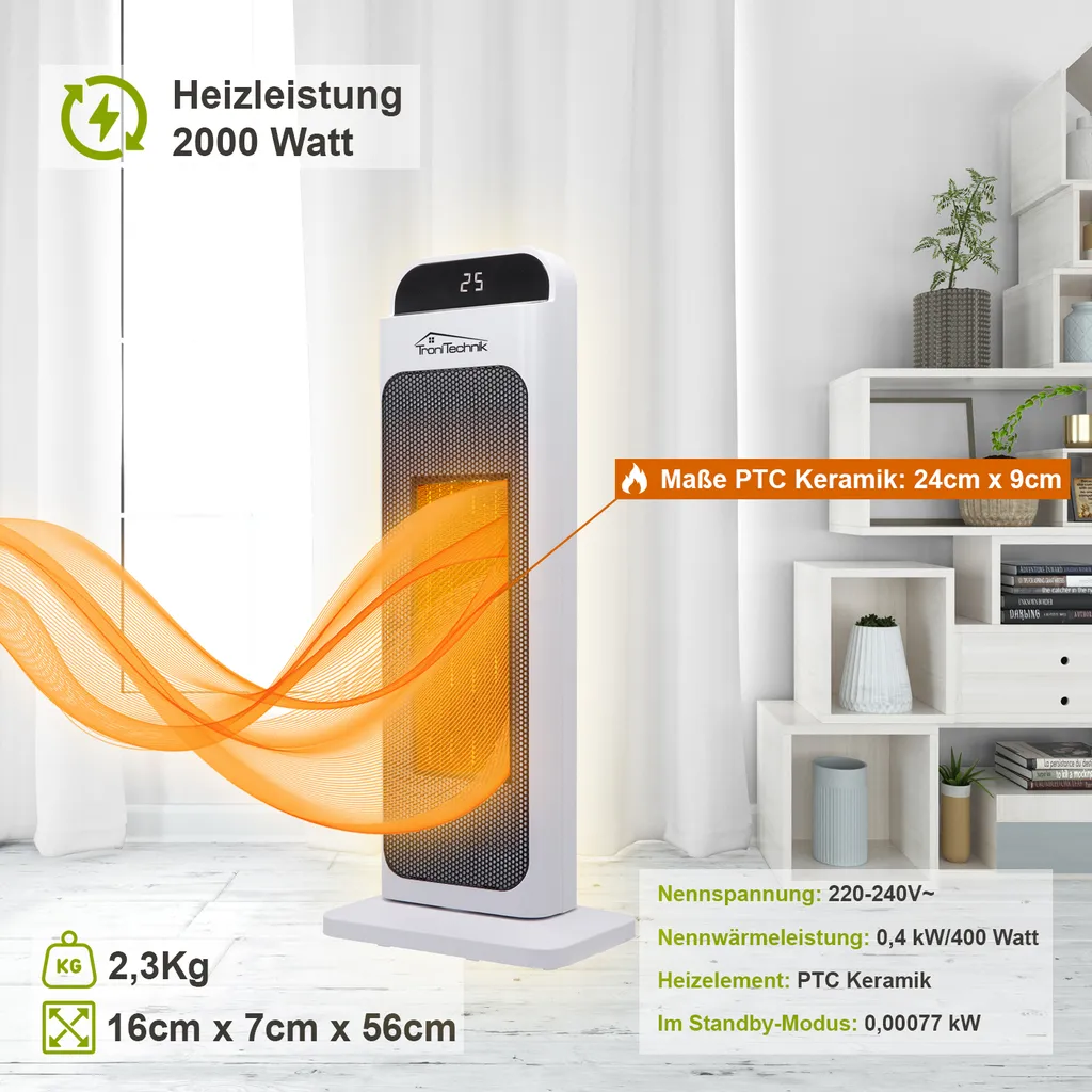 TroniTechnik Heizlüfter TT-PTC-02 Keramik Mit WIFI Und Fernbedienung 2000W 7 TroniTechnik Heizlüfter TT-PTC-02 Keramik Mit WIFI Und Fernbedienung 2000W – Bild 7