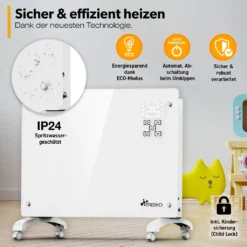 TRESKO® Elektroheizung Weiß 2000W Inkl. WiFi & APP Glaskonvektor Konvektor Wand Heizung Glas Heizkörper Bad -Luft Wrame Haus Geschaft b31fc6eb71db06ea75ff1fc49affa7b2