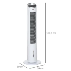 HOMCOM Luftkühler Mit Wasserkühlung Fernbedienung Turmventilator Standventilator Mit Luftbefeuchtung Klimagerät 8h Timer Nutzungsraum 20㎡ 60W ABS Weiß Ø30 X 100,8H Cm -Luft Wrame Haus Geschaft b52b2667f2b29f8149a3c4d78e1a0e24