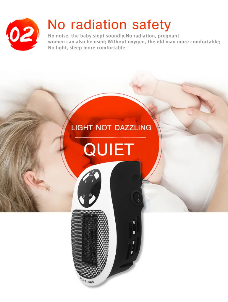 500W Keramik Plug In Heizung Schnelle Zimmersteckdose Innen Leise Tragbar Für Räume Bis 10m² / 25m³ Mit Fernbedienung Weiß 5 500W Keramik Plug In Heizung Schnelle Zimmersteckdose Innen Leise Tragbar Für Räume Bis 10m² / 25m³ Mit Fernbedienung Weiß – Bild 5