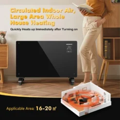 Aigostar Elektroheizung, Elektro Glasheizung, Konvektor-Heizung, LED Touchscreen Einstellbare Temperatur, 2000 W -Luft Wrame Haus Geschaft b5dc01b69811dc53de57da0e7eff1456