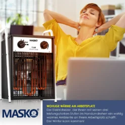 MASKO® Elektroheizer Heizlüfter Bauheizer Mit Integriertem Thermostat Elektrisch Heizgerät Mit 3 Heizstufen Heizgebläse Für Innen- Und Außeneinsatz Überlastschutz Elektroheizgebläse , Farbe:Weiß, Größe:9 KW -Luft Wrame Haus Geschaft b657d3086379743f6b3f98a5ecc614ad