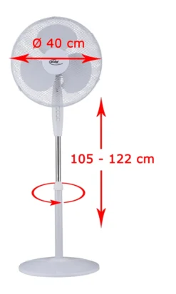 Elta Standventilator 45W Weiß Ventilator Oszillation 122cm Lüfter Luftkühler -Luft Wrame Haus Geschaft b6e834516ff2d169993051f2972d71fe