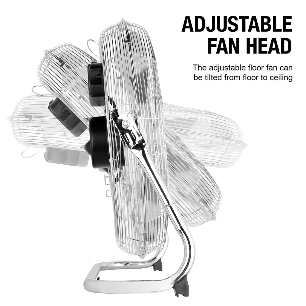 Pro Breeze 50 Cm Bodenventilator Aus Chrom, Ventilator Mit 3 Geschwindigkeitsstufen Und Verstellbaren Ventilatorkopf - Windmaschine Für Fitnessstudio Oder Werkstatt 4 Pro Breeze 50 Cm Bodenventilator Aus Chrom, Ventilator Mit 3 Geschwindigkeitsstufen Und Verstellbaren Ventilatorkopf - Windmaschine Für Fitnessstudio Oder Werkstatt – Bild 4