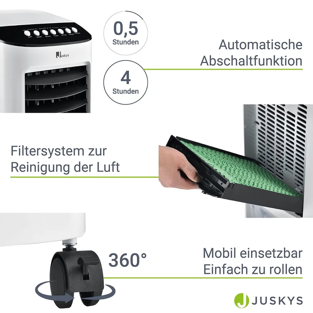 Juskys Mobile Klimaanlage Mit Fernbedienung, Schwingfunktion & Timer – Klimagerät 65 Watt 76 Cm – Luftkühler 3 Geschwindigkeiten – Weiß 5 Juskys Mobile Klimaanlage Mit Fernbedienung, Schwingfunktion & Timer – Klimagerät 65 Watt 76 Cm – Luftkühler 3 Geschwindigkeiten – Weiß – Bild 5