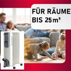 JUNG DAYE15 Heizung Elektrisch Mit Thermostat, 7 Lamellen, Ölradiator & Konvektor, 1500 Watt Energiesparend, Mobile Elektroheizung, Bis 25qm -Luft Wrame Haus Geschaft ba2330d7edc45815142aec7109a0430b