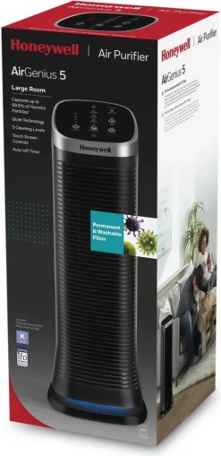 HONEYWELL AirGenius 5 Luftreiniger Schwarz (58 Watt, Raumgröße: 112 M3, IfD) -Luft Wrame Haus Geschaft ba6a7185e94f117f3edbacc89ac88c94
