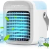 Aigostar Ice Cube - Luftkühler, Luftkühler Mini Klimaanlage Mit 300 ML Wassertank, Mini Klimagerät Mit 3 Stufen & 7 Stimmungslichtern- Mobiles Klimagerät Für Schlafzimmer, Baby, Büro,im Freien