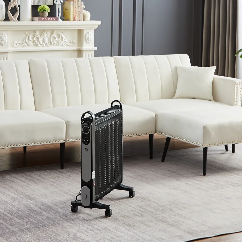 AREBOS Mica Konvektor 2000 W | Wärmewellenheizer | Elektroheizung | Konvektor-Heizung | Mobile Elektroheizung Energiesparend | Leise Heizung | Mobiler Elektro Heizlüfter Mit 2 Heizstufen | Schwarz 2 AREBOS Mica Konvektor 2000 W | Wärmewellenheizer | Elektroheizung | Konvektor-Heizung | Mobile Elektroheizung Energiesparend | Leise Heizung | Mobiler Elektro Heizlüfter Mit 2 Heizstufen | Schwarz – Bild 2