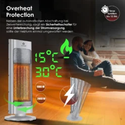 KESSER® Heizlüfter Mit Fernbedienung Energiesparend Leise 2000W Keramik Heizstrahler Standheizstrahler 15-30°C - Schnellheizer Mit 80° Oszillationsfunktion 24h Timer Heizung Turmheizstrahler, Farbe:Grau -Luft Wrame Haus Geschaft bfa068a5f337621f1f420efc78139016