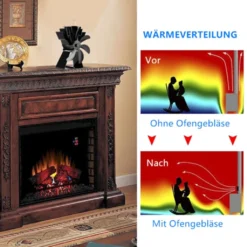 Kaminventilator Ofenventilator Kaminofen Ventilator Ohne Strom 7 Blatt Heizlüfter Ventilator Fan Stromloser Kaminofen (Grau) -Luft Wrame Haus Geschaft c04c3fa86992496075758c6d22f0764f