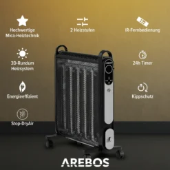 AREBOS Mica Konvektor 2000 W | Wärmewellenheizer | Elektroheizung | Konvektor-Heizung | Mobile Elektroheizung Energiesparend | Leise Heizung | Mobiler Elektro Heizlüfter Mit 2 Heizstufen | Schwarz 12 AREBOS Mica Konvektor 2000 W | Wärmewellenheizer | Elektroheizung | Konvektor-Heizung | Mobile Elektroheizung Energiesparend | Leise Heizung | Mobiler Elektro Heizlüfter Mit 2 Heizstufen | Schwarz -Luft Wrame Haus Geschaft c082b14c0d0f3509bb8aae4bc77e678c