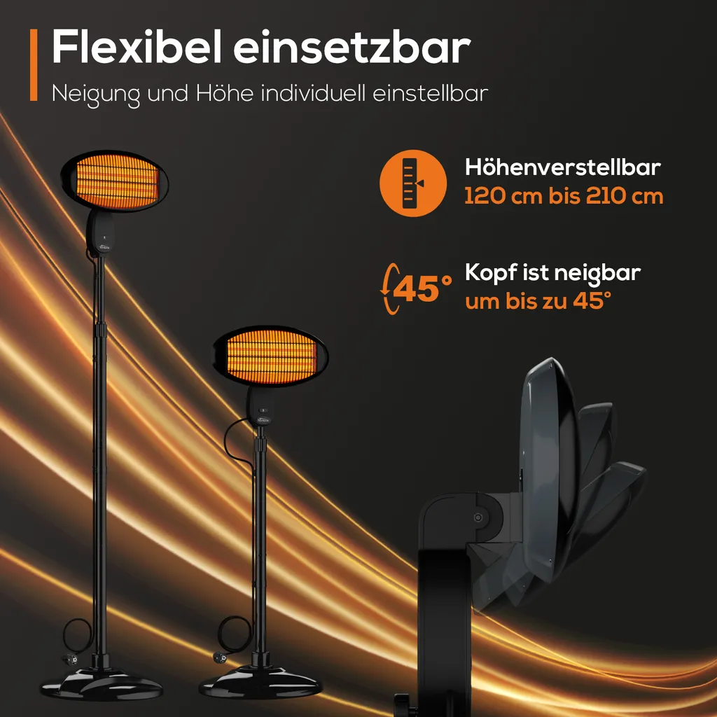 TroniTechnik Quartz-Heizstrahler Mit 3 Stufen, Verstellbarer Teleskopstange Und Kopf 13 TroniTechnik Quartz-Heizstrahler Mit 3 Stufen, Verstellbarer Teleskopstange Und Kopf – Bild 13