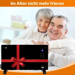 Glaskonvektor Elektroheizung Konvektor-Heizung 24h-Timer LCD-Display Touchscreen Fernbedienung - Mobile Energiesparende Leise Heizung Standgerät Heizkörper Thermostat (Schwarz 2000W) -Luft Wrame Haus Geschaft c1db43209281cc996892dc7365916280