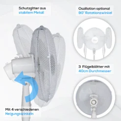 TroniTechnik Standventilator Turmventilator Lüfter SV04 40cm, Inkl. Oszillation -Luft Wrame Haus Geschaft c3de91b1bd08d2749f3df413ab9bbb0a