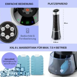 Klarstein Mobiles Klimagerät Ohne Abluftschlauch - Luftkühler Mit Wasser Ventilator Luftbefeuchter Luftreiniger Funktion - 6L Wassertank - Air Cooler Klimaanlage Mobil Mit Fernbedienung - Schwarz -Luft Wrame Haus Geschaft c5aac93a8020e8c24079c61708966530