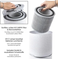 ONVAYA® Luftreiniger Mit H13 HEPA Filter, Aktivkohlefilter & UV-C Licht | Air Purifier Gegen Staub, Pollen, Viren | Für Allergiker | Ionisator Für Bis Zu 40m² -Luft Wrame Haus Geschaft c86f1b588eef5a64fd817fb37cd067e9