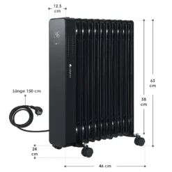Juskys Elektroheizung Ölradiator 2500W - Wi-Fi Steuerung, Fernbedienung & Touch-Display - Energiesparender Radiator, 2 Heizstufen, 24h Timer - Schwarz -Luft Wrame Haus Geschaft c904ba57d124475d20ac5a6d9da612bd