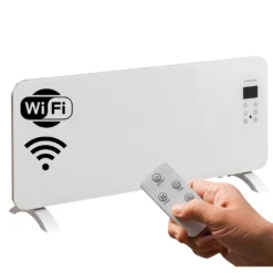 STAHLMANN Glaskonvektor Weiß ZG 2000Watt - Wifi App Steuerung, Elektroheizung Energiesparend Bis 40qm Fläche, Schnelle Erwärmung, Thermostat, Leise, Konvektor Heizung Elektrisch, Heizgerät