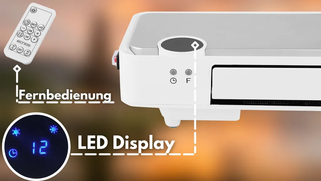Echos Keramik Heizlüfter | Mit Fernbedienung | 2 Leistungsstufen (1000, 2000 W) | Wandmontage Möglich | 10 Echos Keramik Heizlüfter | Mit Fernbedienung | 2 Leistungsstufen (1000, 2000 W) | Wandmontage Möglich | – Bild 10