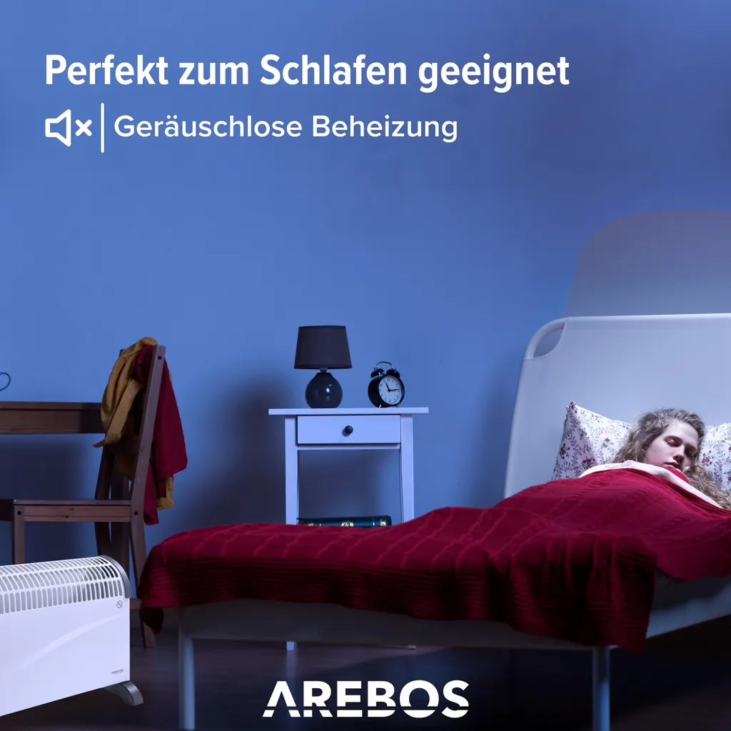 AREBOS Elektroheizer, Konvektor, 2000 Watt, Thermostat, Frostwächter-Funktion , Mit Standfüßen Oder Zur Wandmontage, Elektrische Konvektorheizung(Standard) 8 AREBOS Elektroheizer, Konvektor, 2000 Watt, Thermostat, Frostwächter-Funktion , Mit Standfüßen Oder Zur Wandmontage, Elektrische Konvektorheizung(Standard) – Bild 8