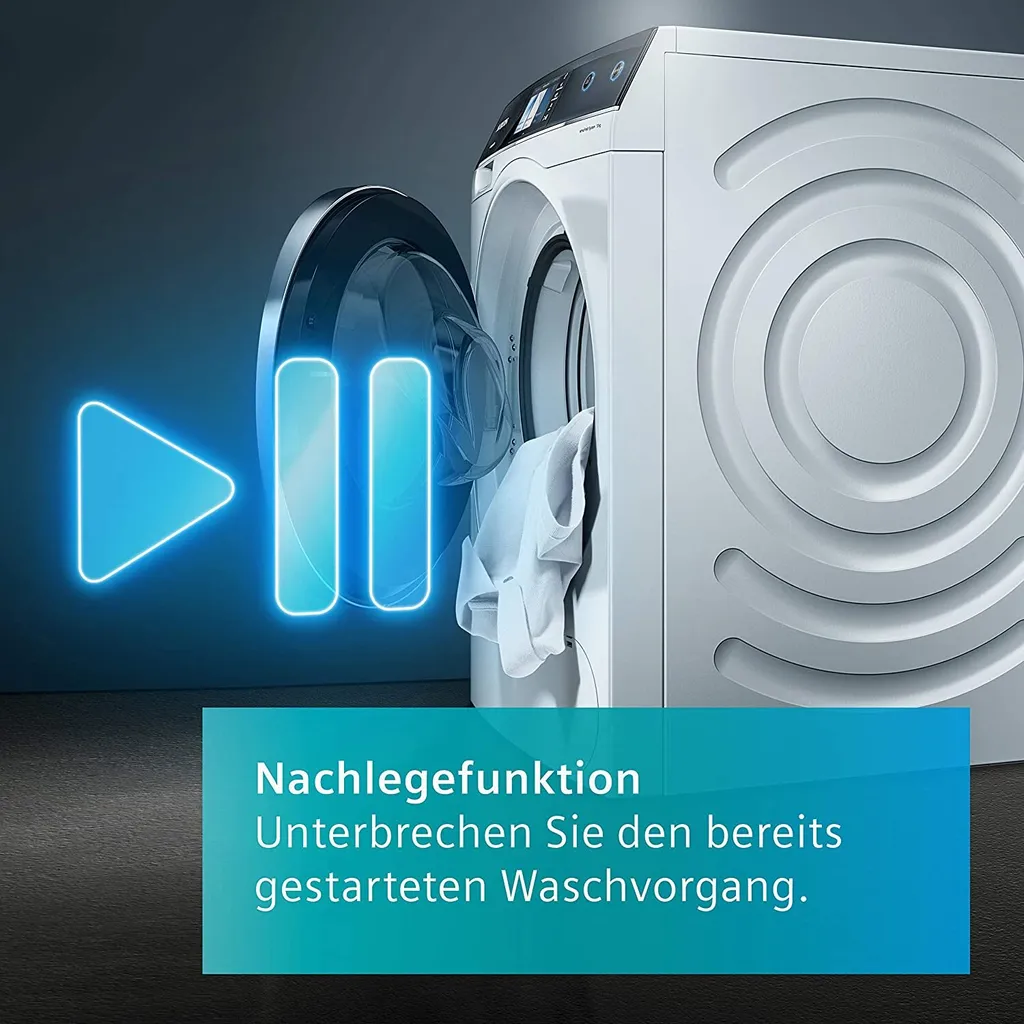 Siemens WG54G105EM IQ500 Waschmaschine, 10 Kg, 1400 UpM, Antiflecken-System Entfernt 4 Fleckenarten, Outdoor-Programm Schonende Reinigung, SpeedPack L Beschleunigen Sie Ihre Programme Weiß 6 Siemens WG54G105EM IQ500 Waschmaschine, 10 Kg, 1400 UpM, Antiflecken-System Entfernt 4 Fleckenarten, Outdoor-Programm Schonende Reinigung, SpeedPack L Beschleunigen Sie Ihre Programme Weiß – Bild 6
