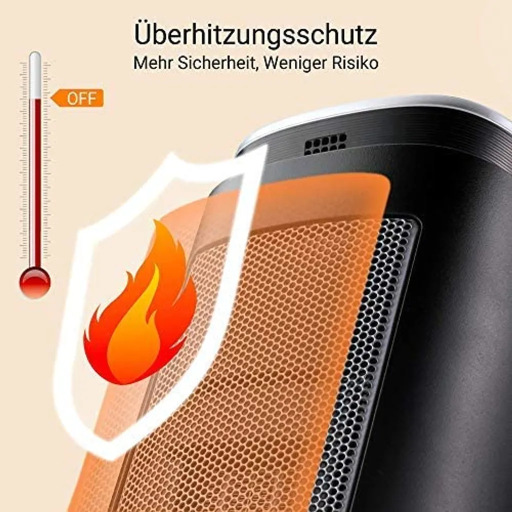 Midea NTH20-18MRA, Elektrischer Raumheizlüfter, Keramik, Indoor, Flur, Tisch, Schwarz, Silber, Tasten 4 Midea NTH20-18MRA, Elektrischer Raumheizlüfter, Keramik, Indoor, Flur, Tisch, Schwarz, Silber, Tasten – Bild 4