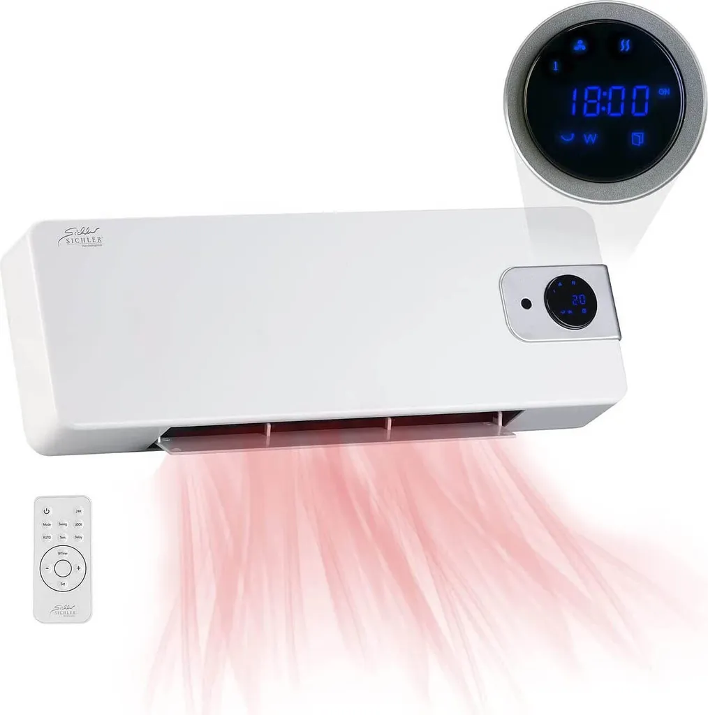Sichler Keramik Wandheizlüfter LV-820.w Mit Digitalem Thermostat, Oszillation, 2.000 W 2 Sichler Keramik Wandheizlüfter LV-820.w Mit Digitalem Thermostat, Oszillation, 2.000 W – Bild 2