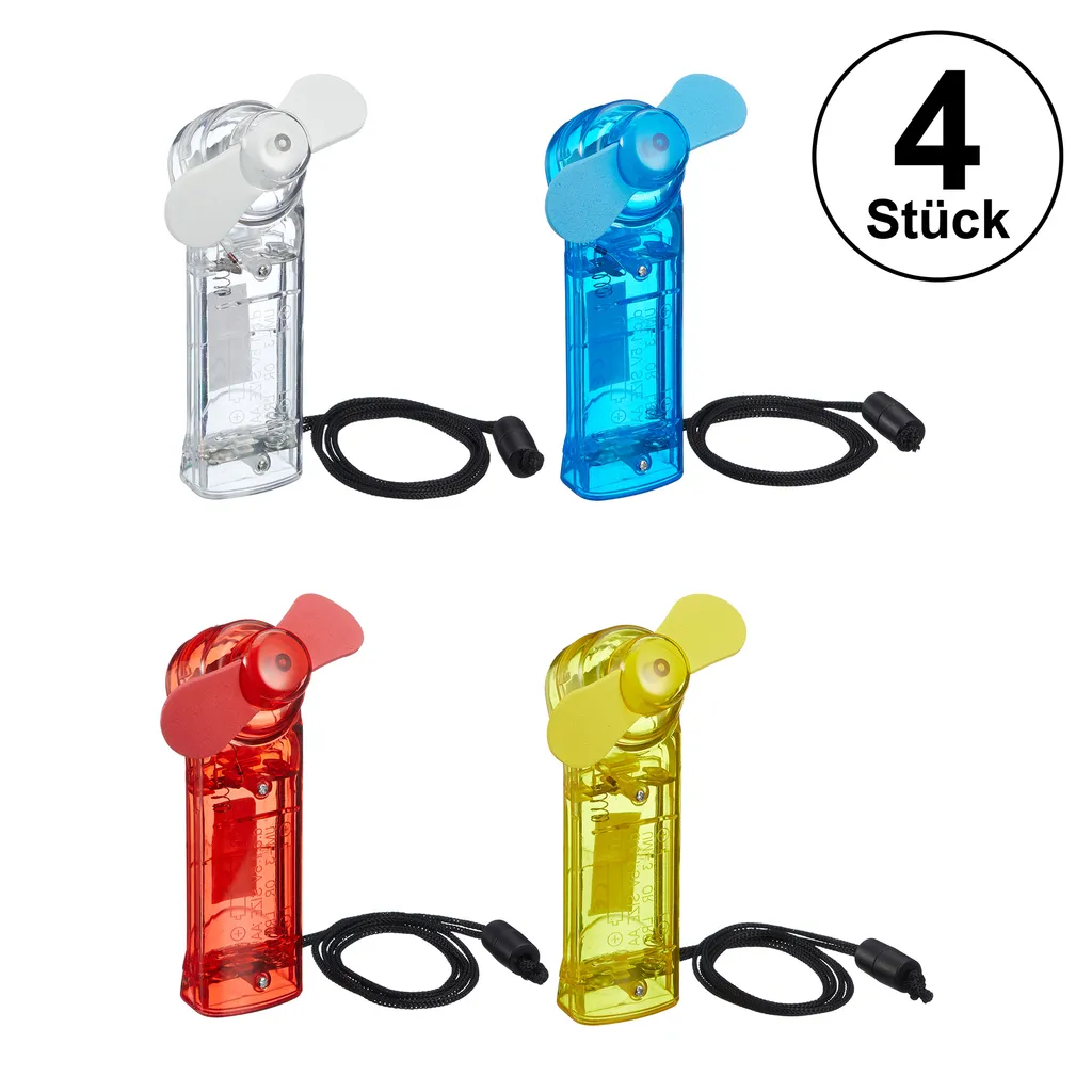 4x Batteriebetriebener Handventilator, Mini Fan, 4 Farben Sort., Lüfter, Tragbar 1 4x Batteriebetriebener Handventilator, Mini Fan, 4 Farben Sort., Lüfter, Tragbar