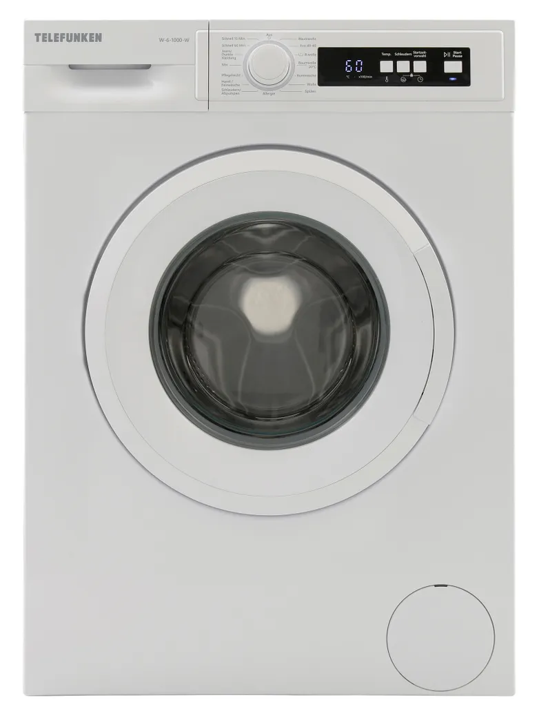 Telefunken W-6-1000-W Waschmaschine (6 Kg / 1000 U/Min) Mit LED Display, Mengenautomatik Und Überlaufschutz 1 Telefunken W-6-1000-W Waschmaschine (6 Kg / 1000 U/Min) Mit LED Display, Mengenautomatik Und Überlaufschutz