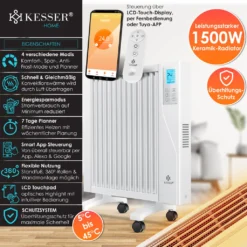 KESSER® Elektroheizkörper Infrarotheizung Energiesparend 2in1 Mobile & Wand-Konvektor Elektroheizung Mit WiFi App-Steuerung & Fernbedienung Radiator Heizung Elektrisch Heizkörper 24h Timer, Farbe:Weiß, Größe:1500W 12 KESSER® Elektroheizkörper Infrarotheizung Energiesparend 2in1 Mobile & Wand-Konvektor Elektroheizung Mit WiFi App-Steuerung & Fernbedienung Radiator Heizung Elektrisch Heizkörper 24h Timer, Farbe:Weiß, Größe:1500W -Luft Wrame Haus Geschaft d31a115ac5d6c155d361e51a76a9335a