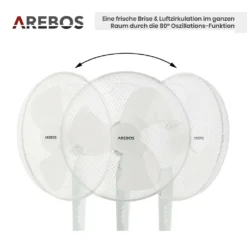 AREBOS Standventilator Turmventilator 45W, 80° Oszillation, 3 Geschwindigkeitsstufen, Leiser Betrieb, Weiß, Höhenverstellbar Bis 122 Cm, Bis 30° Neigbar -Luft Wrame Haus Geschaft d4ef85059a8b96ab848c7e3ac546f859