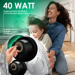 KESSER® Windmaschine Retro Stil | Ventilator In Chrom | Standventilator | Tischventilator Bodenventilator | 3-Stufen | Robuster Stand | Stufenlos Neigbarer Ventilatorkopf | Chrom Silber, Größe:Ø 30cm -Luft Wrame Haus Geschaft d528d6d862d4d792fed53764216591cc