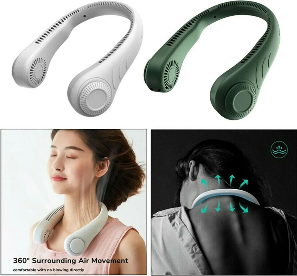 Tragbarer Mini Fan Nackenbügel Klingenloser Hängender Halsventilator Lazy Neck Hanging Cooler USB Wiederaufladbar USB, Weiß 5 Tragbarer Mini Fan Nackenbügel Klingenloser Hängender Halsventilator Lazy Neck Hanging Cooler USB Wiederaufladbar USB, Weiß – Bild 5