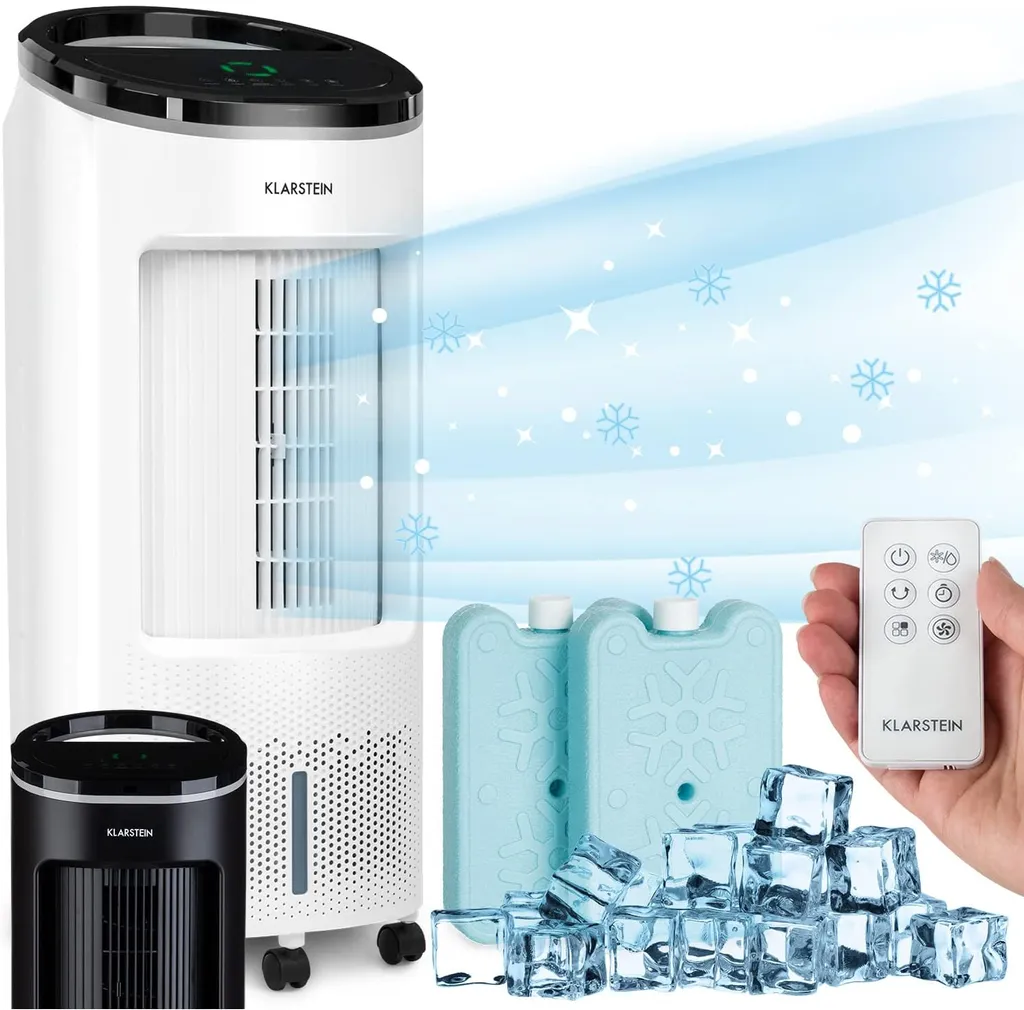Klarstein Mobiles Klimagerät Ohne Abluftschlauch - Luftkühler Mit Wasser Ventilator Luftbefeuchter Luftreiniger Funktion - 7L Wassertank - Air Cooler Klimaanlage Mobil Mit Fernbedienung - Weiß 1 Klarstein Mobiles Klimagerät Ohne Abluftschlauch - Luftkühler Mit Wasser Ventilator Luftbefeuchter Luftreiniger Funktion - 7L Wassertank - Air Cooler Klimaanlage Mobil Mit Fernbedienung - Weiß