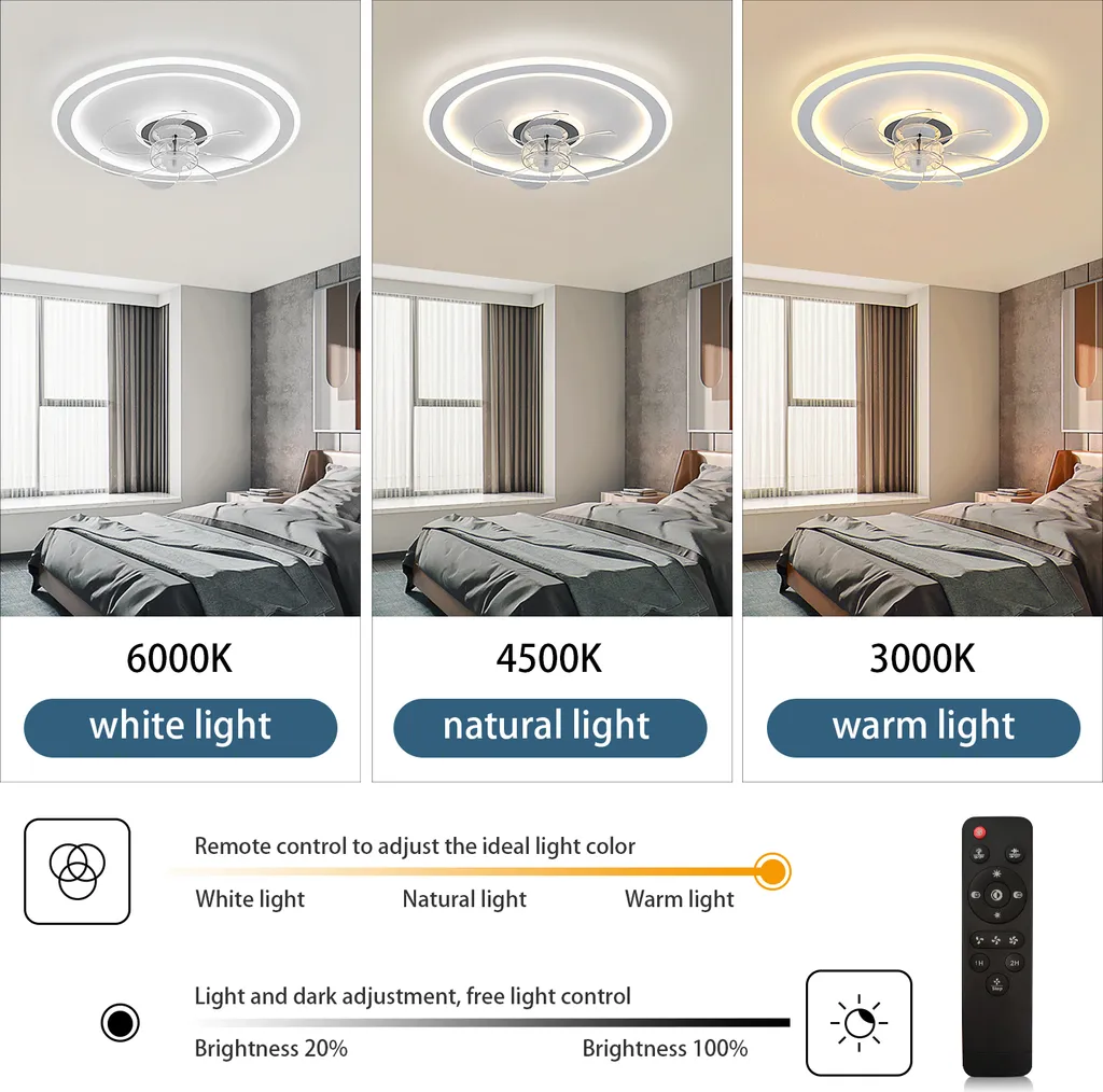 Deckenventilator Mit Beleuchtung Und Fernbedienung 54W LED Leise Deckenleuchte Ventilator Mit Dimmbar Timer Einstellbare Windgeschwindigkeit Für Wohnzimmer Esszimmer Schlafzimmer 47CM 2 Deckenventilator Mit Beleuchtung Und Fernbedienung 54W LED Leise Deckenleuchte Ventilator Mit Dimmbar Timer Einstellbare Windgeschwindigkeit Für Wohnzimmer Esszimmer Schlafzimmer 47CM – Bild 2