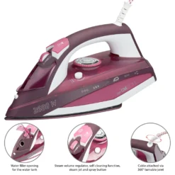 Clatronic Dampfbügelautomat DB 3705, 2.600 W, Kratzfeste Keramiksohle, Stufenlose Temperatur, 4-stufige Dampfregelung, 7 Funktionen, Weiß/rot -Luft Wrame Haus Geschaft d5d6aed4de08ce52e7cf64aa3eda5b8c