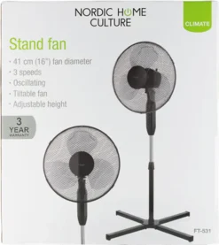 Nordic Home Culture Standventilator Ø40 Cm, 3 Geschwindigkeitsstufen, Schwarz, -Luft Wrame Haus Geschaft d6d26093b44bdd2122e3893e4017b676