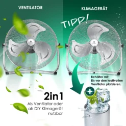 KESSER® Windmaschine Retro Stil | Ventilator In Chrom | Standventilator | Tischventilator Bodenventilator | 3-Stufen | Robuster Stand | Stufenlos Neigbarer Ventilatorkopf | Chrom Silber, Größe:Ø 30cm -Luft Wrame Haus Geschaft d7f465c90c924e023d9f1861e1b0a719