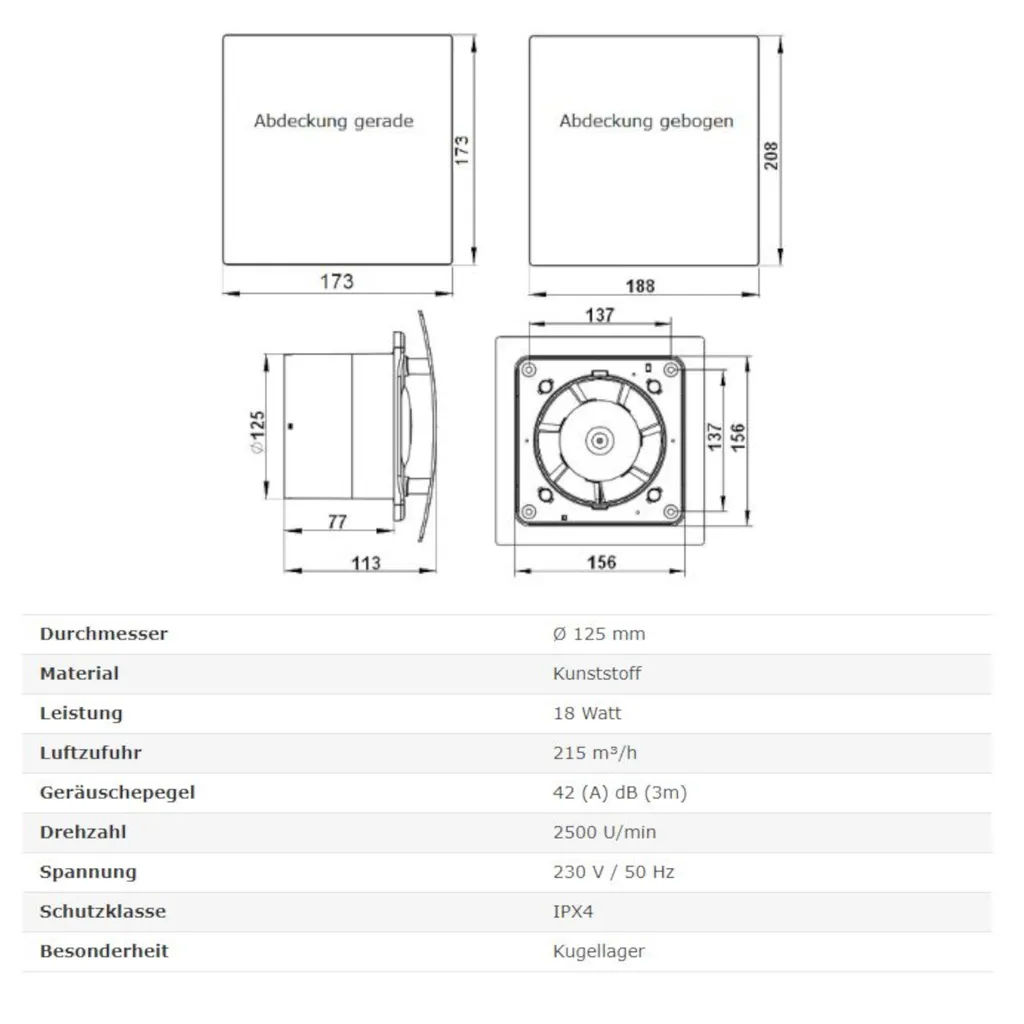 Badlüfter Lüfter Ventilator Deckenlüfter Badventilator Rückstauklappe Ø 125 Mm Zugschaltung Weiß 4 Badlüfter Lüfter Ventilator Deckenlüfter Badventilator Rückstauklappe Ø 125 Mm Zugschaltung Weiß – Bild 4