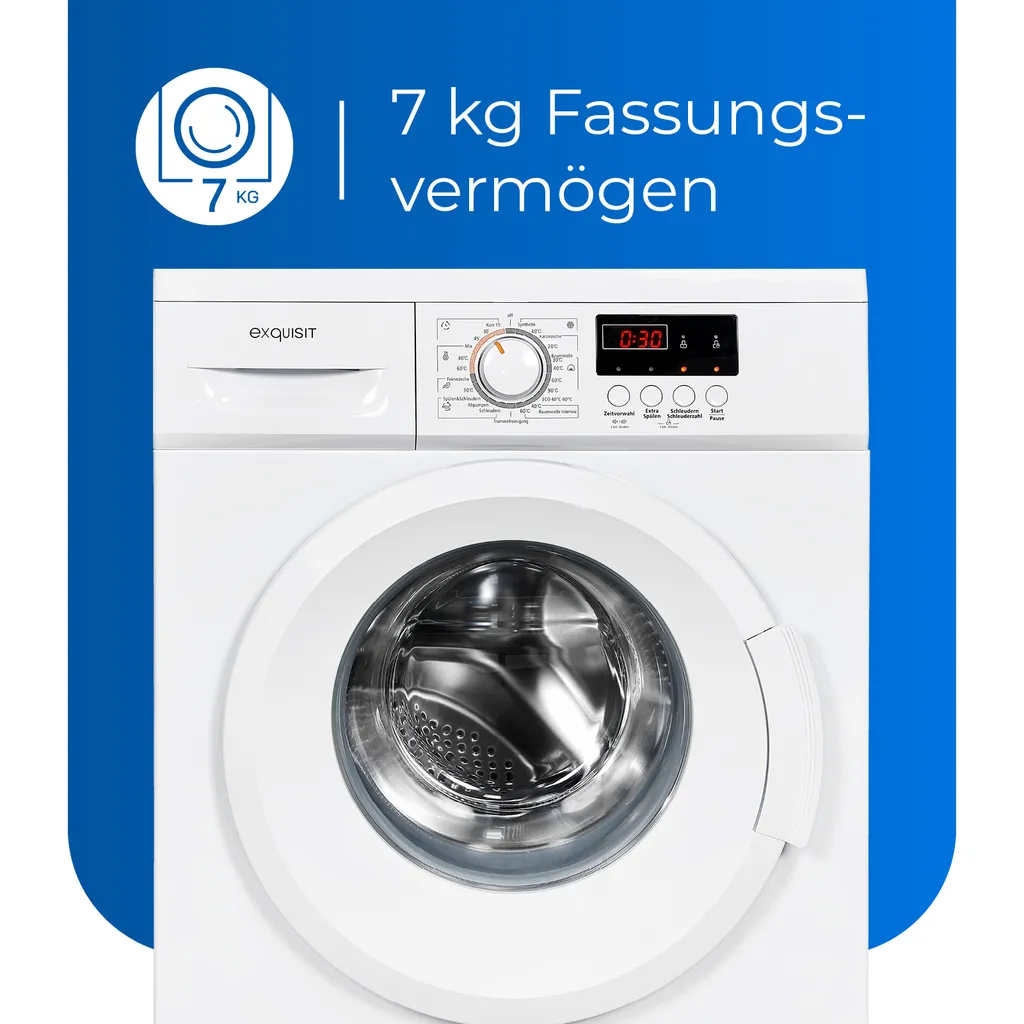 Exquisit Waschmaschine WA7014-030E Weiss | 7 Kg Fassungsvermögen | Weiß 4 Exquisit Waschmaschine WA7014-030E Weiss | 7 Kg Fassungsvermögen | Weiß – Bild 4