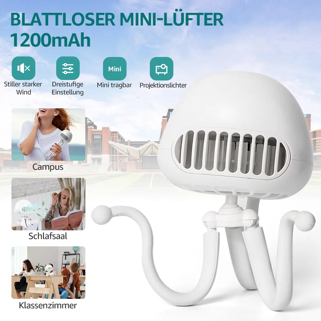 CMYBABEE Kinderwagen Ventilator, Tragbarer Blattloser Ventilator, 3-Gang-Optionen, Wiederaufladbarer, USB Ventilator, Für Kinderwagen, Schreibtisch, Zelt Und Reise, Handheld Ventilator-Weiß 1 CMYBABEE Kinderwagen Ventilator, Tragbarer Blattloser Ventilator, 3-Gang-Optionen, Wiederaufladbarer, USB Ventilator, Für Kinderwagen, Schreibtisch, Zelt Und Reise, Handheld Ventilator-Weiß