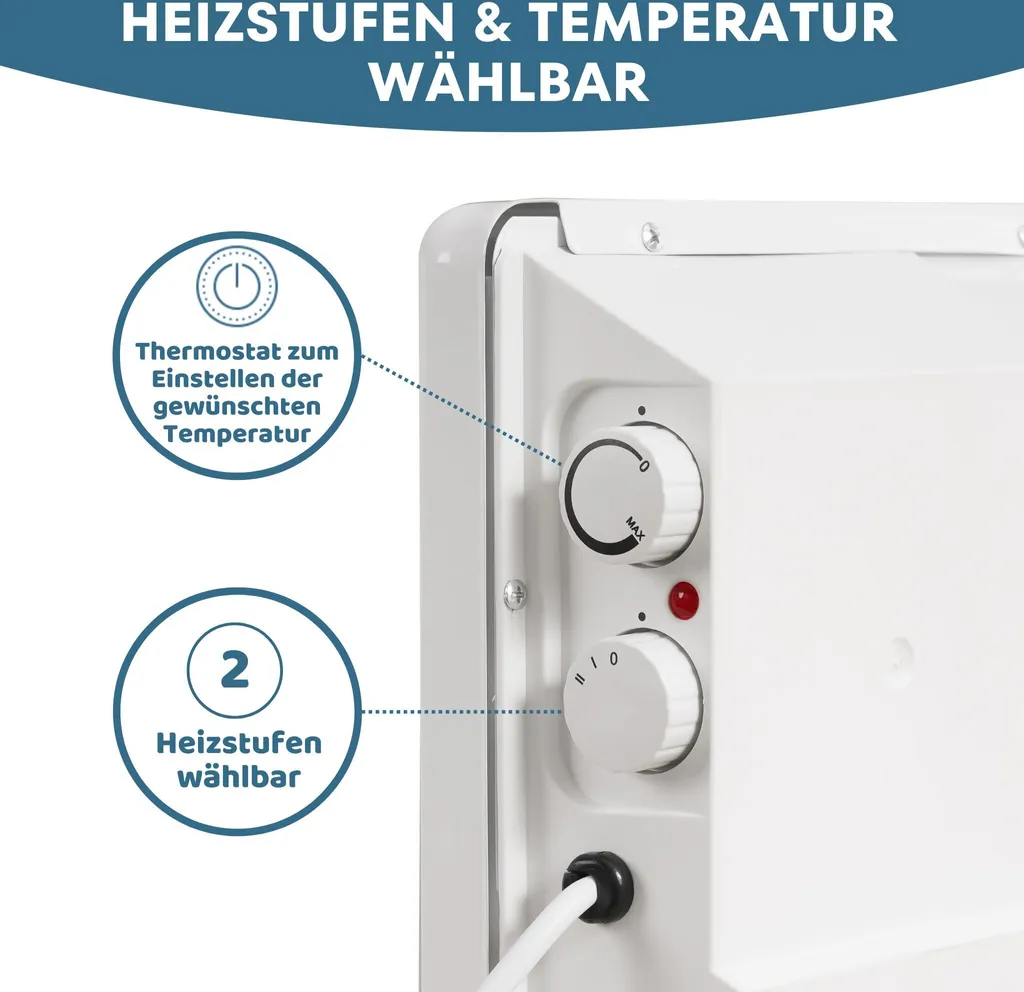 STAHLMANN Konvektor Heizung ZK 1500 Watt - Elektroheizung Energiesparend Bis 30qm Fläche, Schnelle Erwärmung, Thermostat, Leise Und Sichere Heizung Elektrisch - Heizgerät, Electric Heater 3 STAHLMANN Konvektor Heizung ZK 1500 Watt - Elektroheizung Energiesparend Bis 30qm Fläche, Schnelle Erwärmung, Thermostat, Leise Und Sichere Heizung Elektrisch - Heizgerät, Electric Heater – Bild 3
