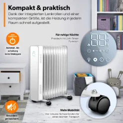 TRESKO® Ölradiator Weiß 2500W Elektroheizung Radiator Öl Heizkörper Heizung Timer 13 TRESKO® Ölradiator Weiß 2500W Elektroheizung Radiator Öl Heizkörper Heizung Timer -Luft Wrame Haus Geschaft dc57eb9f88b426a62d62c1ed502f9a71