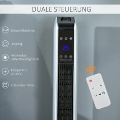 HOMCOM Heizgerät Heizlüfter 2200W Elektroheizer Keramik Heizturm Mit Fernbedienung 8-Stunden-Timer Oszillation Heizer Heizung ABS PA Weiß+Schwarz 21 X 21 X 73 Cm -Luft Wrame Haus Geschaft dd31a5b45666166a9533441d374ec831