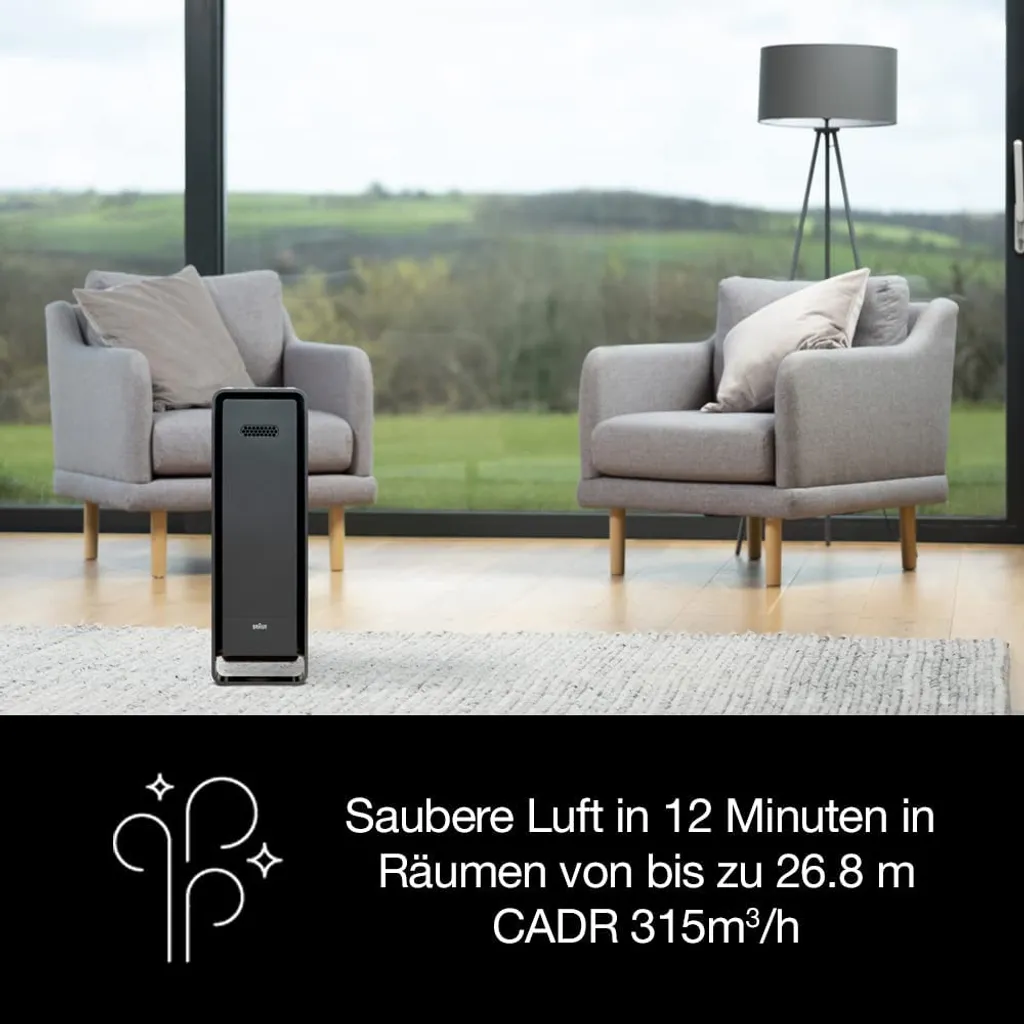 BRAUN Luftreiniger BFD104BE2 SCAN & CLEAN Raumgröße: 129 M² Dreifachfiltrierungssystem Schwarz 18 BRAUN Luftreiniger BFD104BE2 SCAN & CLEAN Raumgröße: 129 M² Dreifachfiltrierungssystem Schwarz – Bild 18