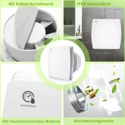 EINFEBEN Badlüfter 150mm Mit Feuchtigkeitssensor Und Einstellbarer Nachlaufzeit, Wandlüfter Mit Rückflussleitblech Und Timing-Funktion, Ventilator Lüfter Für Bad WC Küche Wandventilator Badezimmer 7 EINFEBEN Badlüfter 150mm Mit Feuchtigkeitssensor Und Einstellbarer Nachlaufzeit, Wandlüfter Mit Rückflussleitblech Und Timing-Funktion, Ventilator Lüfter Für Bad WC Küche Wandventilator Badezimmer -Luft Wrame Haus Geschaft e1adb3f74c9172f83b5313662656b16b