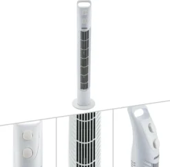 AREBOS Turmventilator Mit Timer, 40 Watt, 75°-Oszillation, Ventilator Mit 3 Geschwindigkeitsstufen, , Weiß