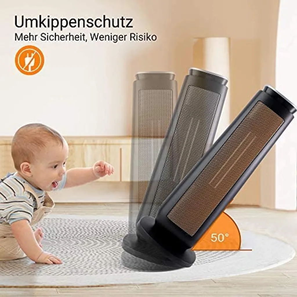 Midea NTH20-18MRA, Elektrischer Raumheizlüfter, Keramik, Indoor, Flur, Tisch, Schwarz, Silber, Tasten 2 Midea NTH20-18MRA, Elektrischer Raumheizlüfter, Keramik, Indoor, Flur, Tisch, Schwarz, Silber, Tasten – Bild 2